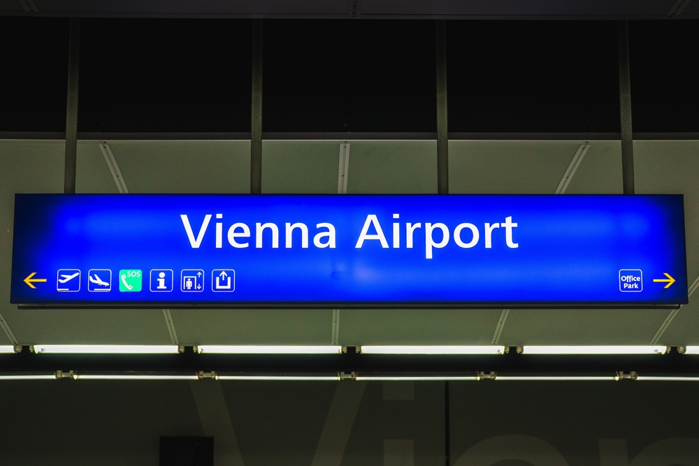 Terminal at Vienna International Airport where the driver meets passengers travelling to Bratislava